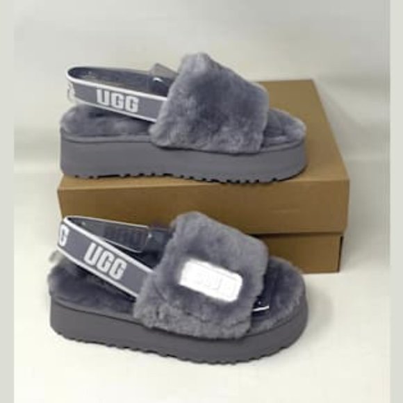 UGG Women's DISCO Slides Gray White Women's Size 1112258 SAMT - Picture 9 of 11